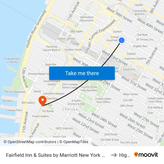Fairfield Inn & Suites by Marriott New York Manhattan/Times Square 36th St. to High Line map