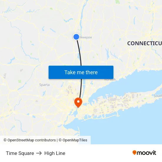 Time Square to High Line map