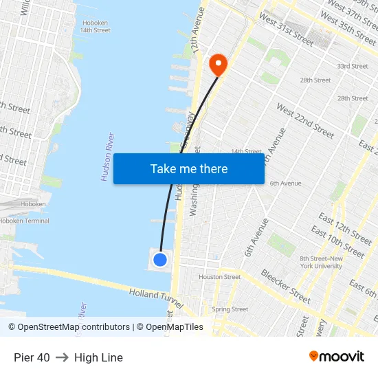 Pier 40 to High Line map