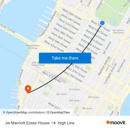 Jw Marriott Essex House to High Line map
