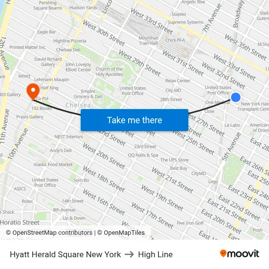 Hyatt Herald Square New York to High Line map