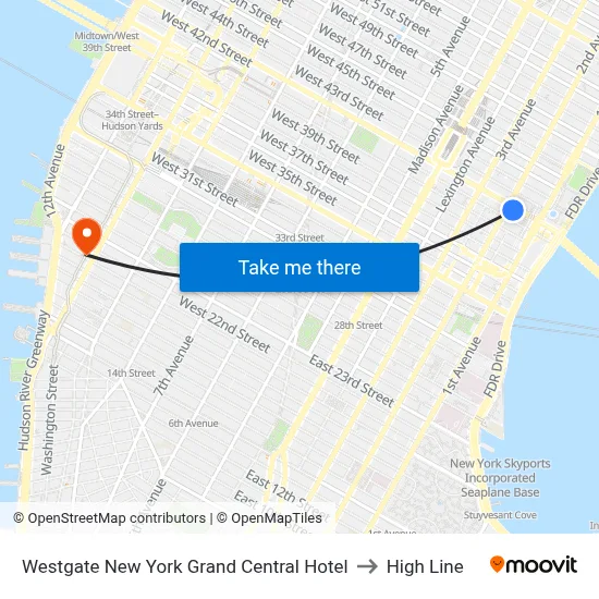 Hilton to High Line map