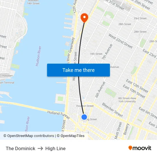 The Dominick to High Line map