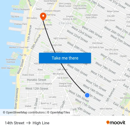 14th Street to High Line map