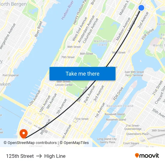 125th Street to High Line map