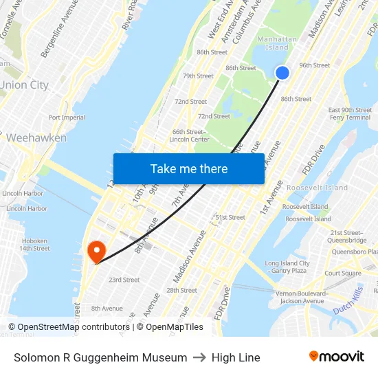 Solomon R Guggenheim Museum to High Line map