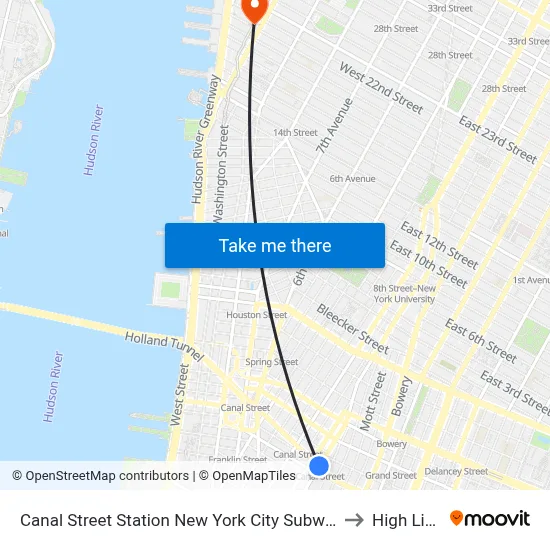 Canal Street Station New York City Subway to High Line map