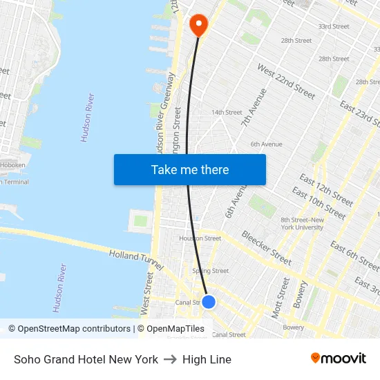 Soho Grand Hotel New York to High Line map