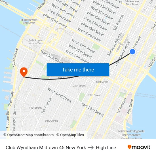 Club Wyndham Midtown 45 New York to High Line map