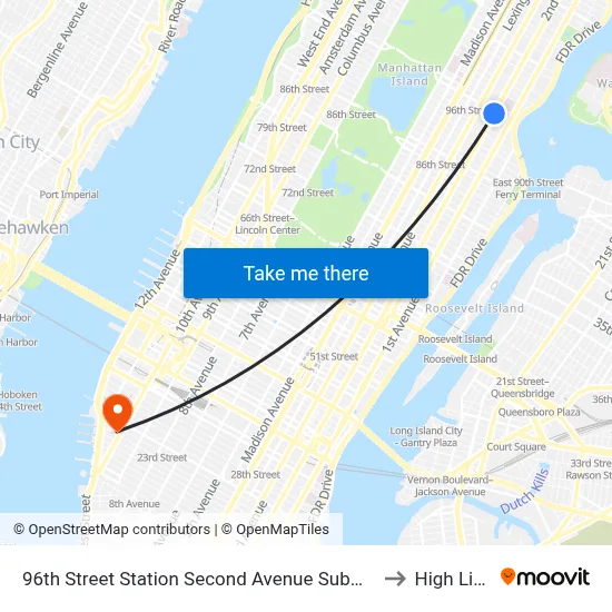 96th Street Station Second Avenue Subway to High Line map