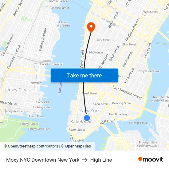 Moxy NYC Downtown New York to High Line map