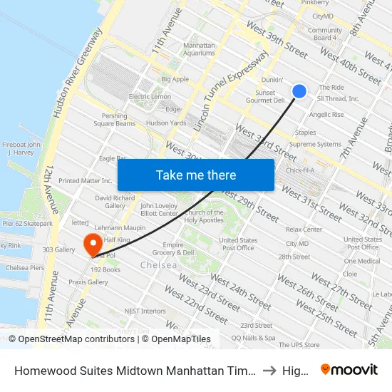Homewood Suites Midtown Manhattan Times Square South New York to High Line map