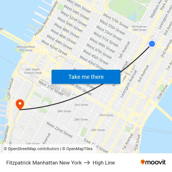 Fitzpatrick Manhattan New York to High Line map