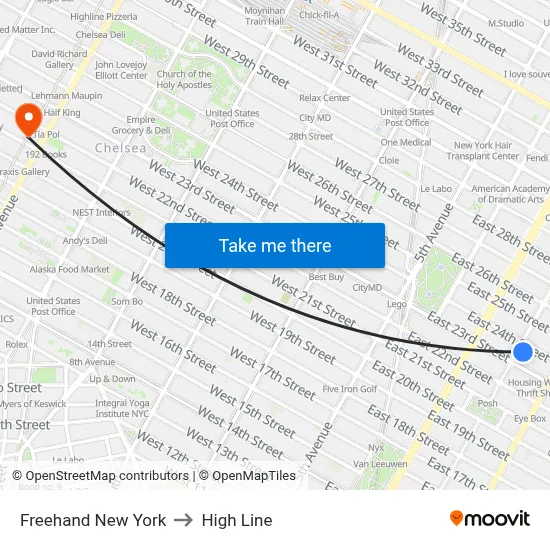 Freehand New York to High Line map