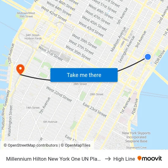 Millennium Hilton New York One UN Plaza to High Line map
