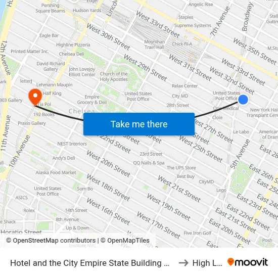 Hotel and the City Empire State Building New York to High Line map