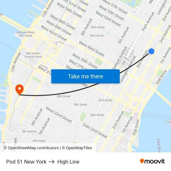 Pod 51 New York to High Line map
