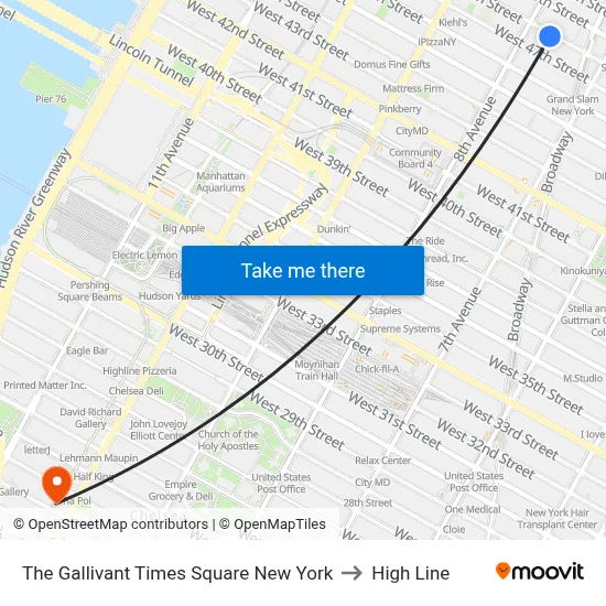 The Gallivant Times Square New York to High Line map