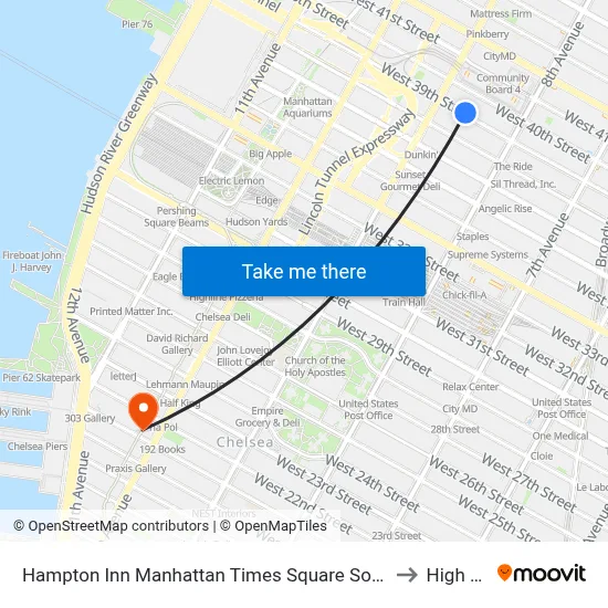 Hampton Inn Manhattan Times Square South New York to High Line map