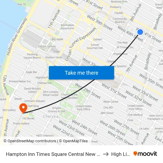 Hampton Inn Times Square Central New York to High Line map