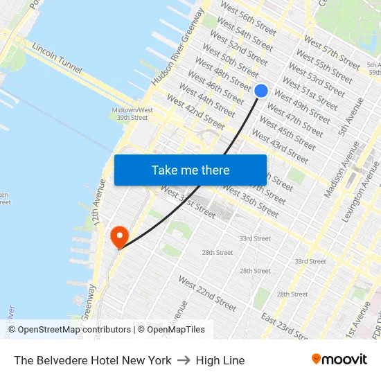 The Belvedere Hotel New York to High Line map