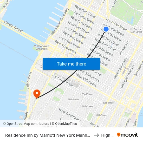 Residence Inn by Marriott New York Manhattan Central Park to High Line map