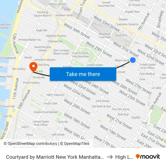 Courtyard by Marriott New York Manhattan Chelsea to High Line map