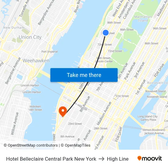 Hotel Belleclaire Central Park New York to High Line map