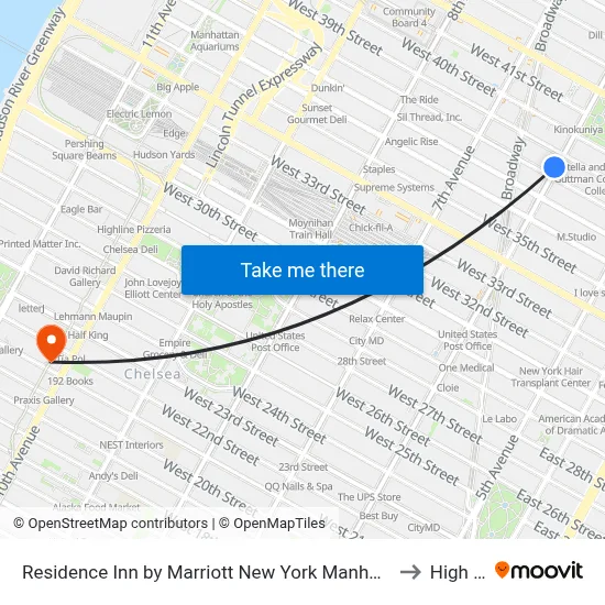Residence Inn by Marriott New York Manhattan/Times Square to High Line map