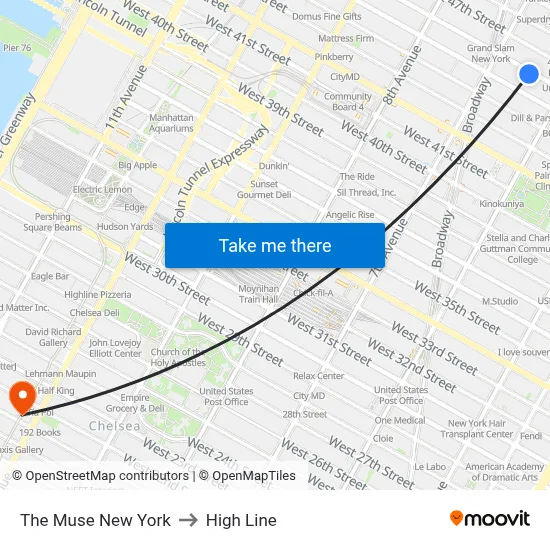 The Muse New York to High Line map