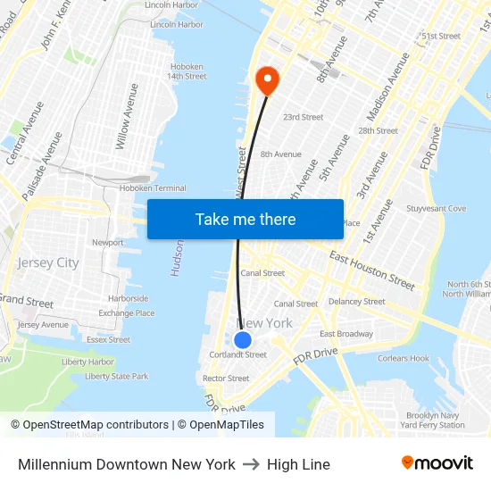 Millennium Downtown New York to High Line map