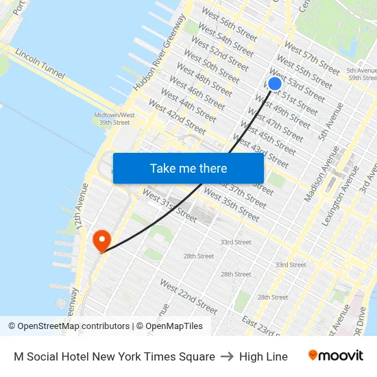 M Social Hotel New York Times Square to High Line map
