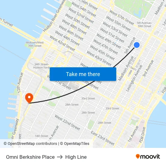 Omni Berkshire Place to High Line map