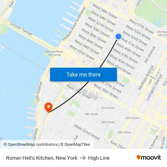 Romer Hell's Kitchen, New York to High Line map