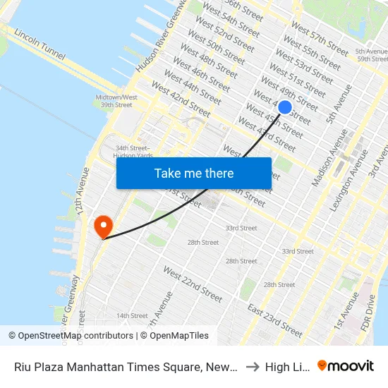 Riu Plaza Manhattan Times Square, New York to High Line map