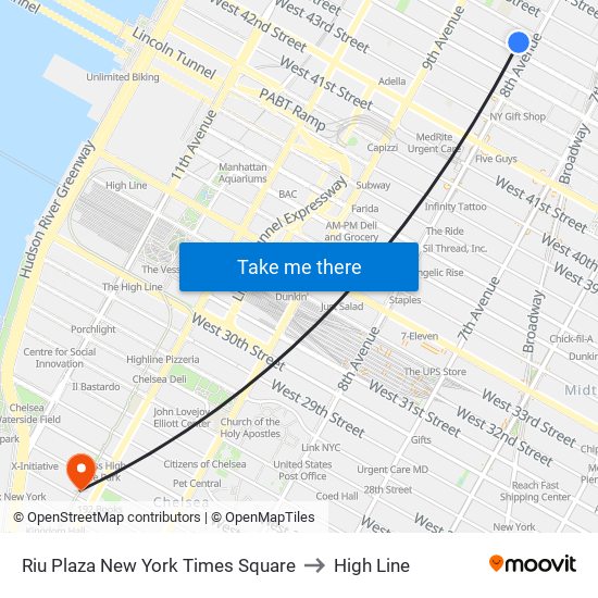 Riu Plaza New York Times Square to High Line map