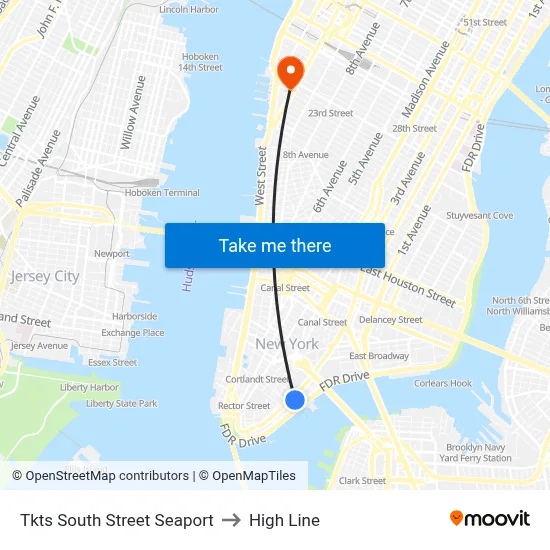Tkts South Street Seaport to High Line map