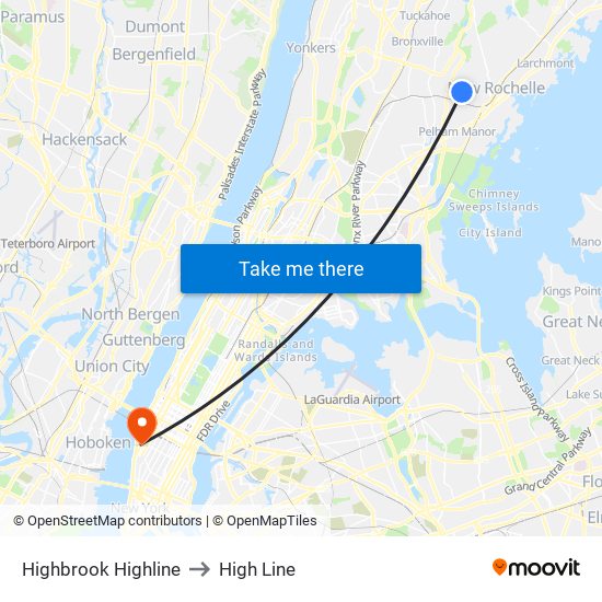 Highbrook Highline to High Line map