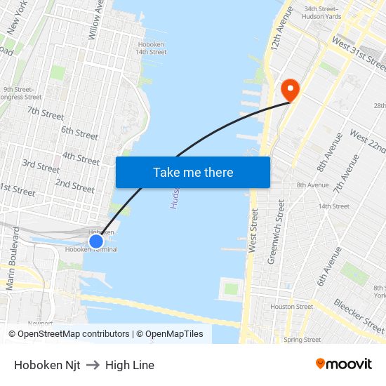 Hoboken Njt to High Line map