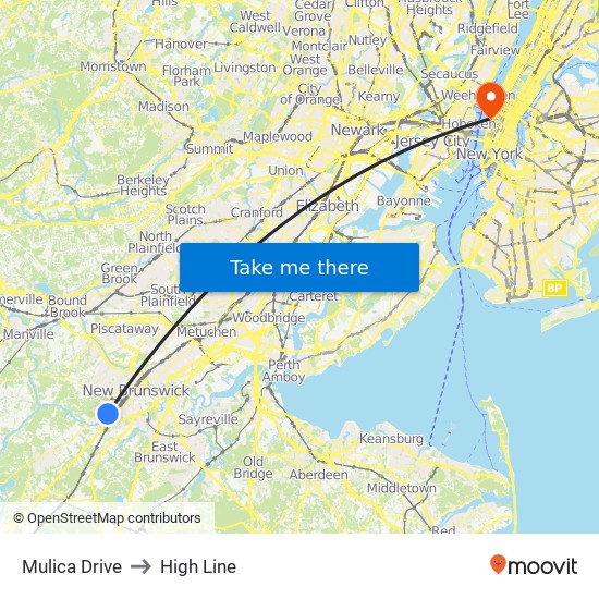 Mulica Drive to High Line map