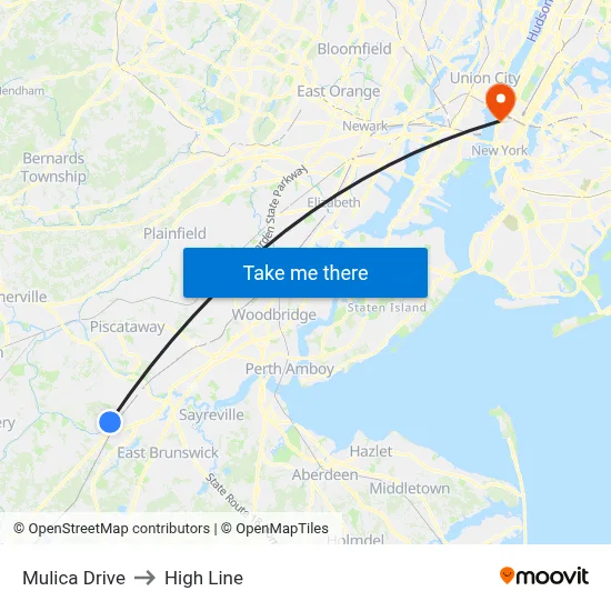Mulica Drive to High Line map