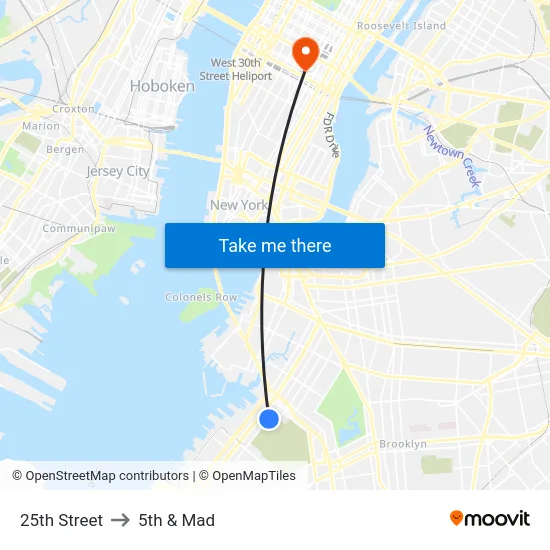 25th Street Station to 5th & Mad map