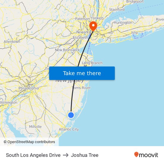 South Los Angeles Drive to Joshua Tree map