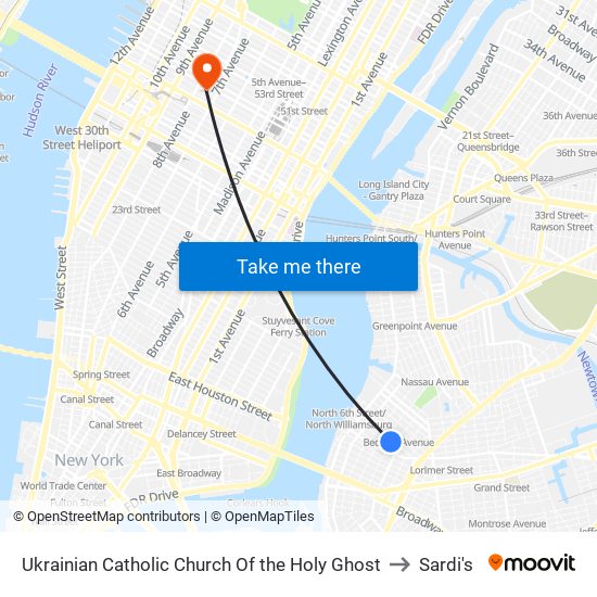 Ukrainian Catholic Church Of the Holy Ghost to Sardi's map