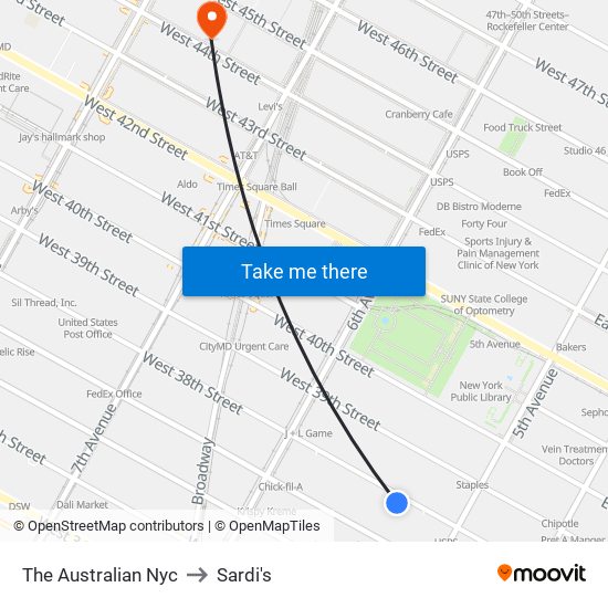 The Australian Nyc to Sardi's map