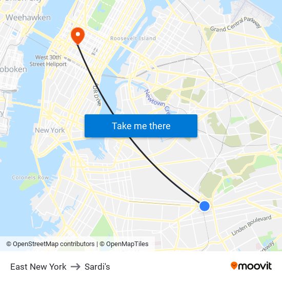 East New York to Sardi's map