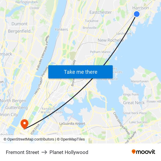 Fremont Street to Planet Hollywood map