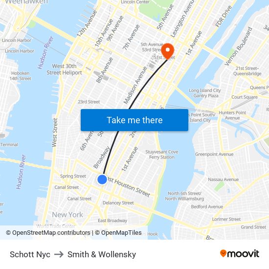Schott Nyc to Smith & Wollensky map