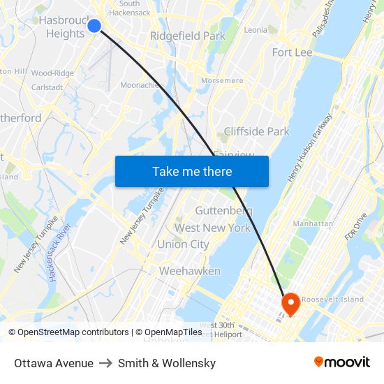 Ottawa Avenue to Smith & Wollensky map