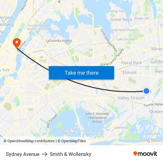 Sydney Avenue to Smith & Wollensky map